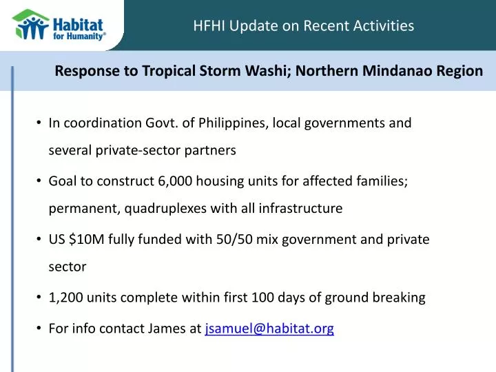 response to tropical storm washi northern mindanao region