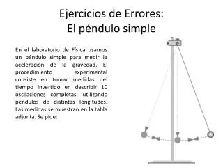 ejercicios de errores el p ndulo simple