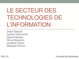 le secteur des technologies de l information