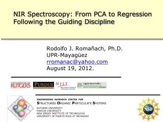 NIR Spectroscopy: From PCA to Regression Following the Guiding Discipline
