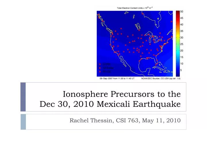 ionosphere precursors to the dec 30 2010 mexical i earthquake