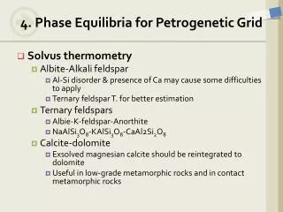 4. Phase Equilibria for Petrogenetic Grid