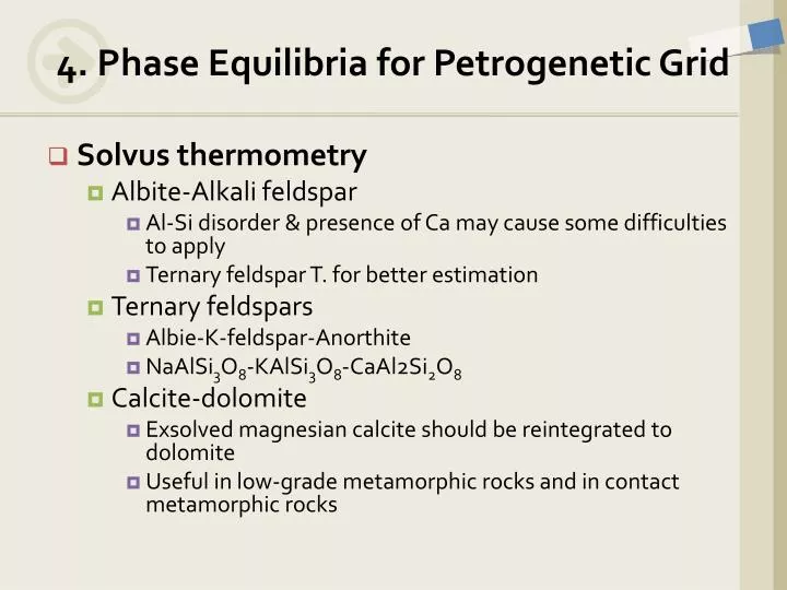 4 phase equilibria for petrogenetic grid