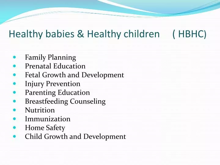 healthy babies healthy children hbhc