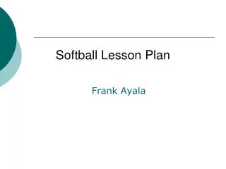 Softball Lesson Plan