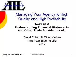 Managing Your Agency to High Quality and High Profitability