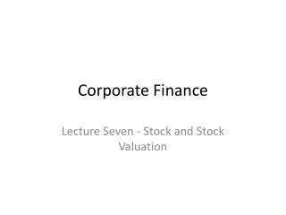 Corporate Finance