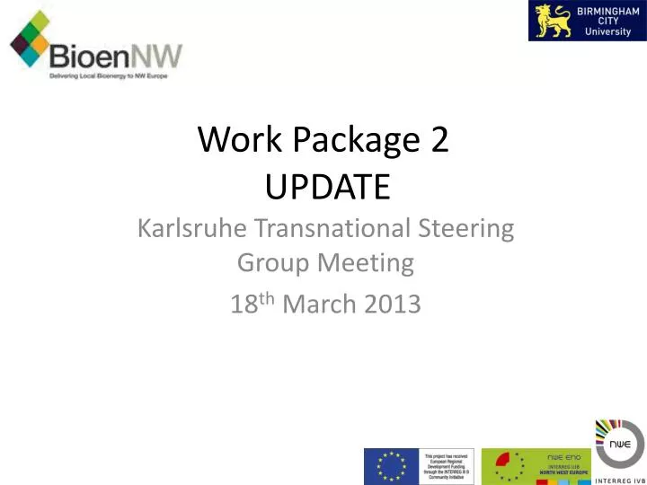 work package 2 update
