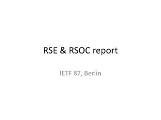 RSE &amp; RSOC report