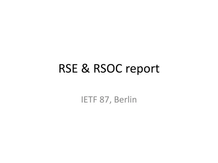 rse rsoc report