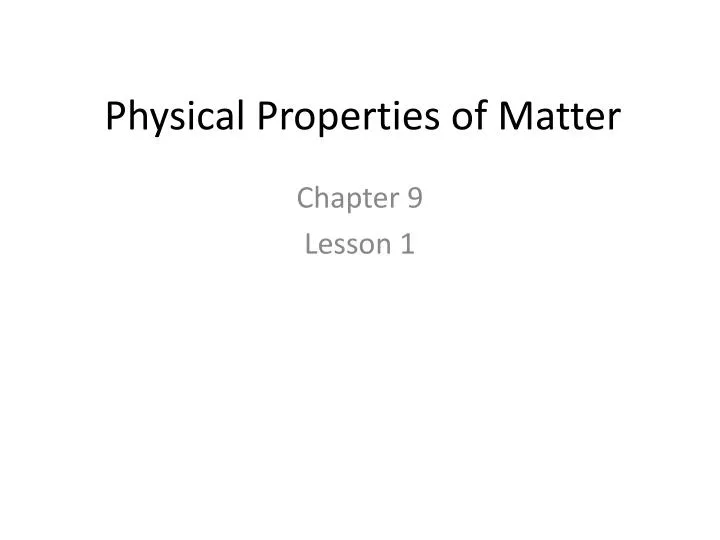physical properties of matter