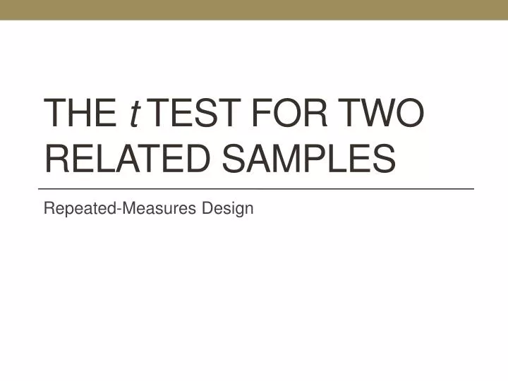 the t test for two related samples