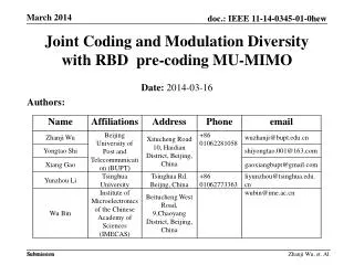 Joint Coding and Modulation Diversity with RBD pre-coding MU-MIMO
