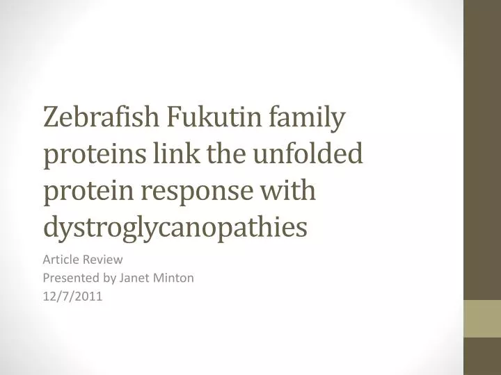 zebrafish fukutin family proteins link the unfolded protein response with dystroglycanopathies