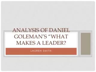 analysis of daniel goleman s what makes a leader