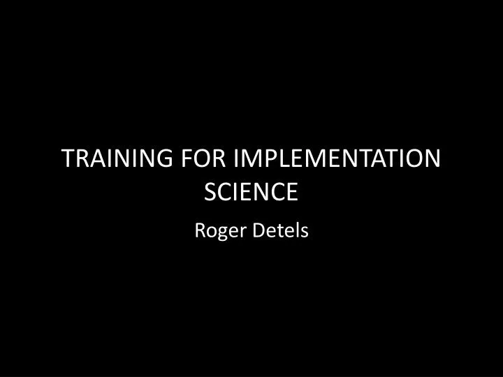 training for implementation science