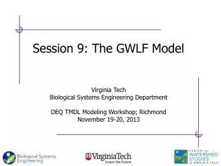 Session 9: The GWLF Model