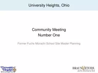Community Meeting Number One Former Fuchs Mizrachi School Site Master Planning