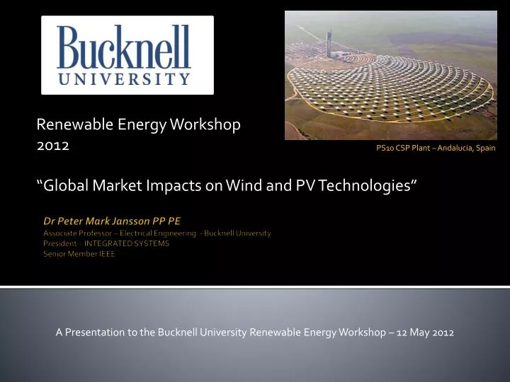 renewable energy workshop 2012 global market impacts on wind and pv technologies