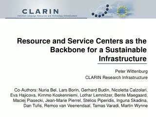 Resource and Service Centers as the Backbone for a Sustainable Infrastructure