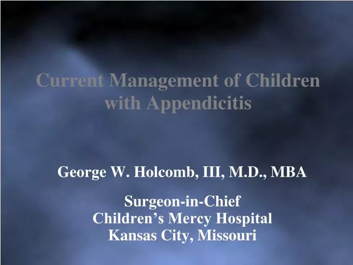 current management of children with appendicitis