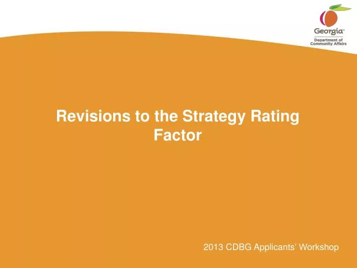 revisions to the strategy rating factor