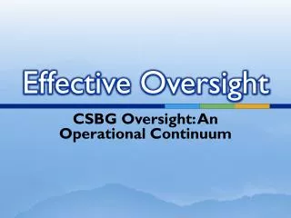 Effective Oversight