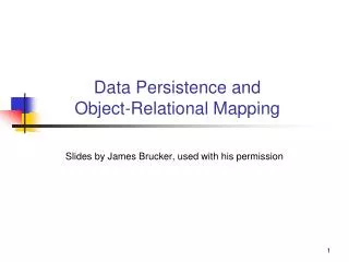 Data Persistence and Object-Relational Mapping