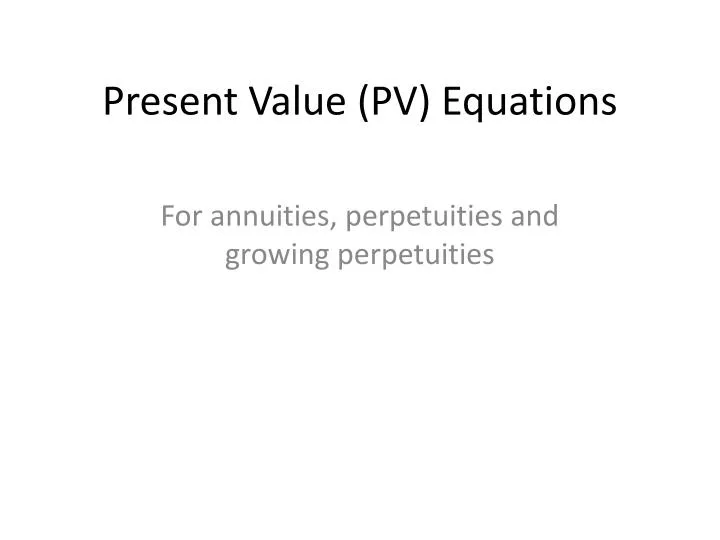 present value pv equations
