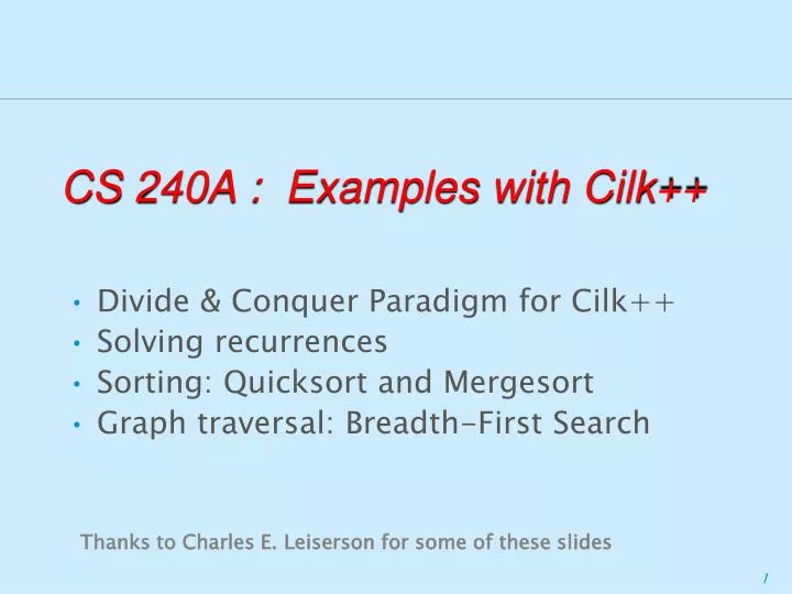 cs 240a examples with cilk