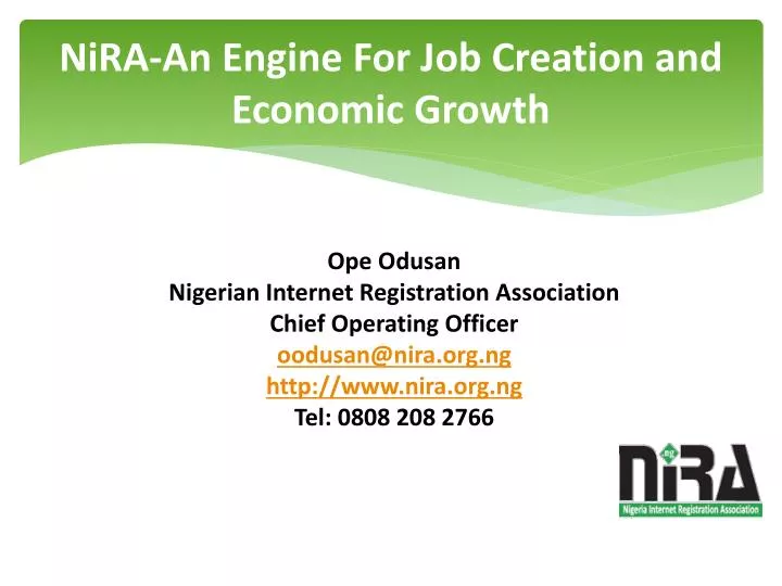 nira an engine for job creation and economic growth