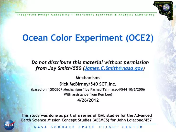 ocean color experiment oce2