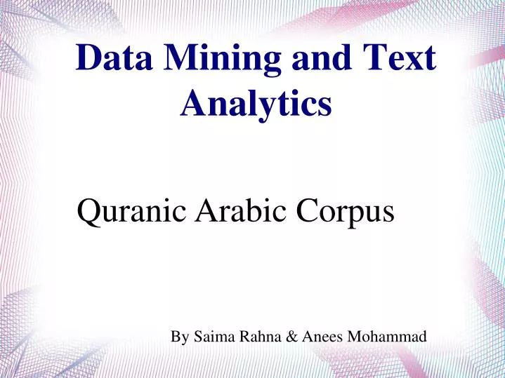 data mining and text analytics