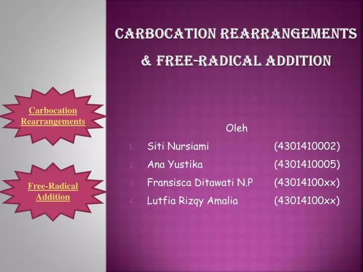 carbocation rearrangements free radical addition