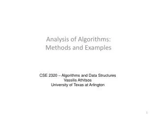 Analysis of Algorithms: Methods and Examples