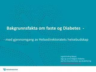 bakgrunnsfakta om faste og diabetes