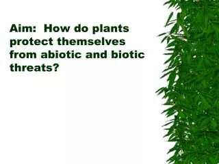 Aim: How do plants protect themselves from abiotic and biotic threats?