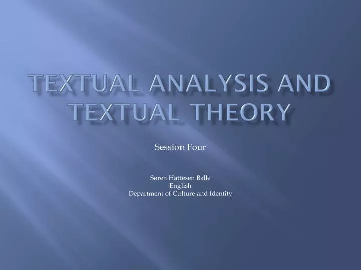 textual analysis and textual theory