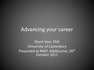 Advancing your career