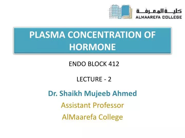 plasma concentration of hormone