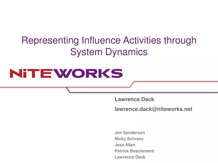 representing influence activities through system dynamics