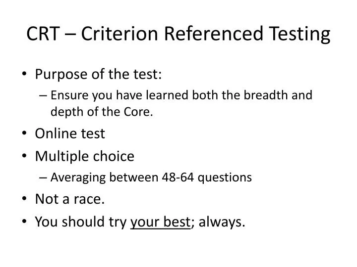 crt criterion referenced testing
