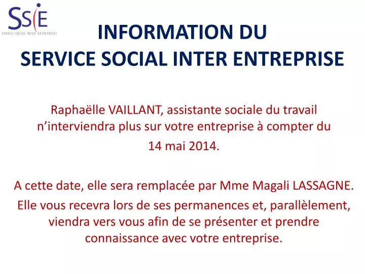 information du service social inter entreprise