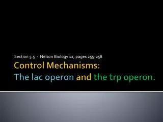 Control Mechanisms: The lac operon and the trp operon .