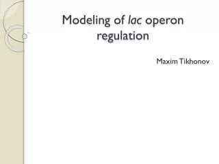 Modeling of lac operon regulation