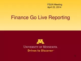 Finance Go Live Reporting