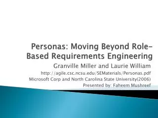 Personas: Moving Beyond Role-Based Requirements Engineering