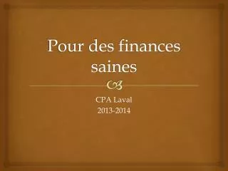 pour des finances saines