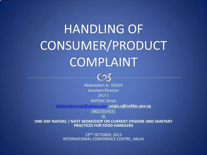 handling of consumer product complaint