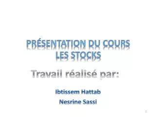 pr sentation du cours l es stocks